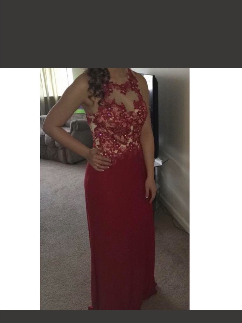 Bliss Red Lace Appliqué Prom Gown